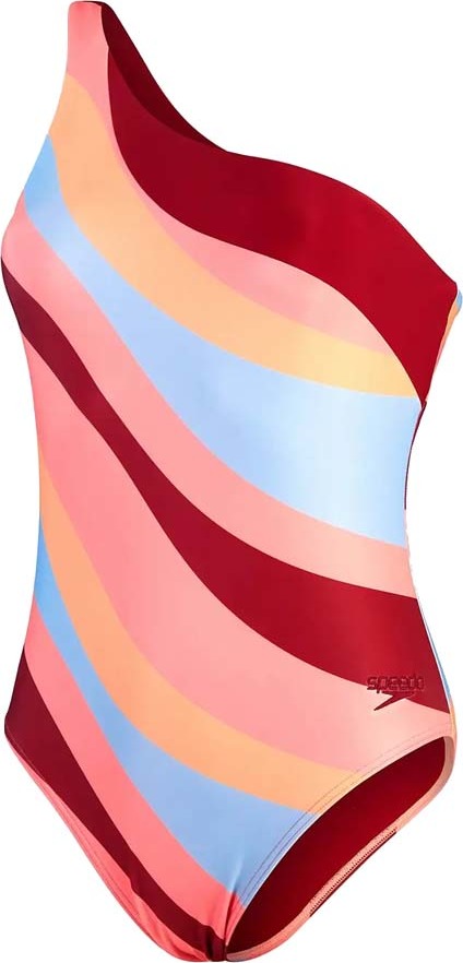 Speedo Women’s Printed Asymmetric 1 Piece Oxblood/Coral