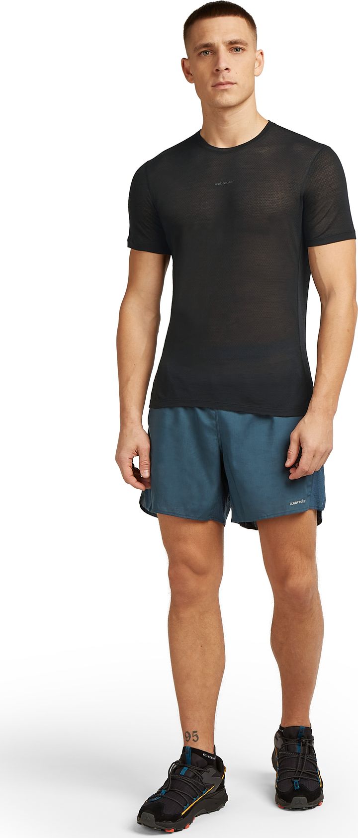 Icebreaker Men's Merino 75 Cool-Lite Featherlight Shortsleeve Crewe Black Icebreaker