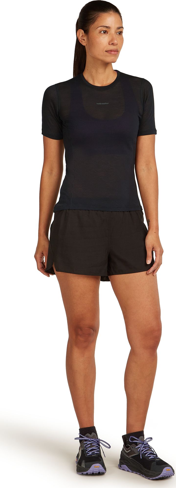 Icebreaker Women's Merino 75 Cool-Lite Featherlight Shortsleeve Crewe Black Icebreaker