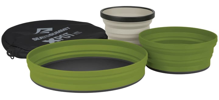 Sea To Summit X-Set3 3 Pc Black Pouch/Olive Plate/Olive Bowl/Sand Mug Sea To Summit