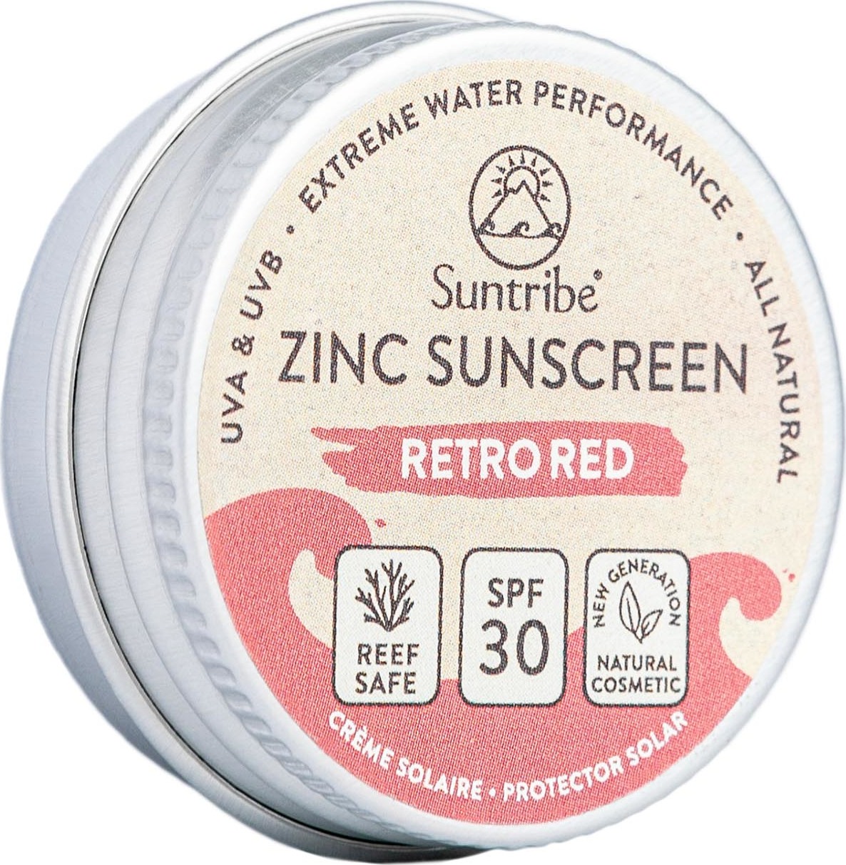 Suntribe Mini Natural Mineral Face and Sport Zinc Sunscreen SPF 30 Retro Red