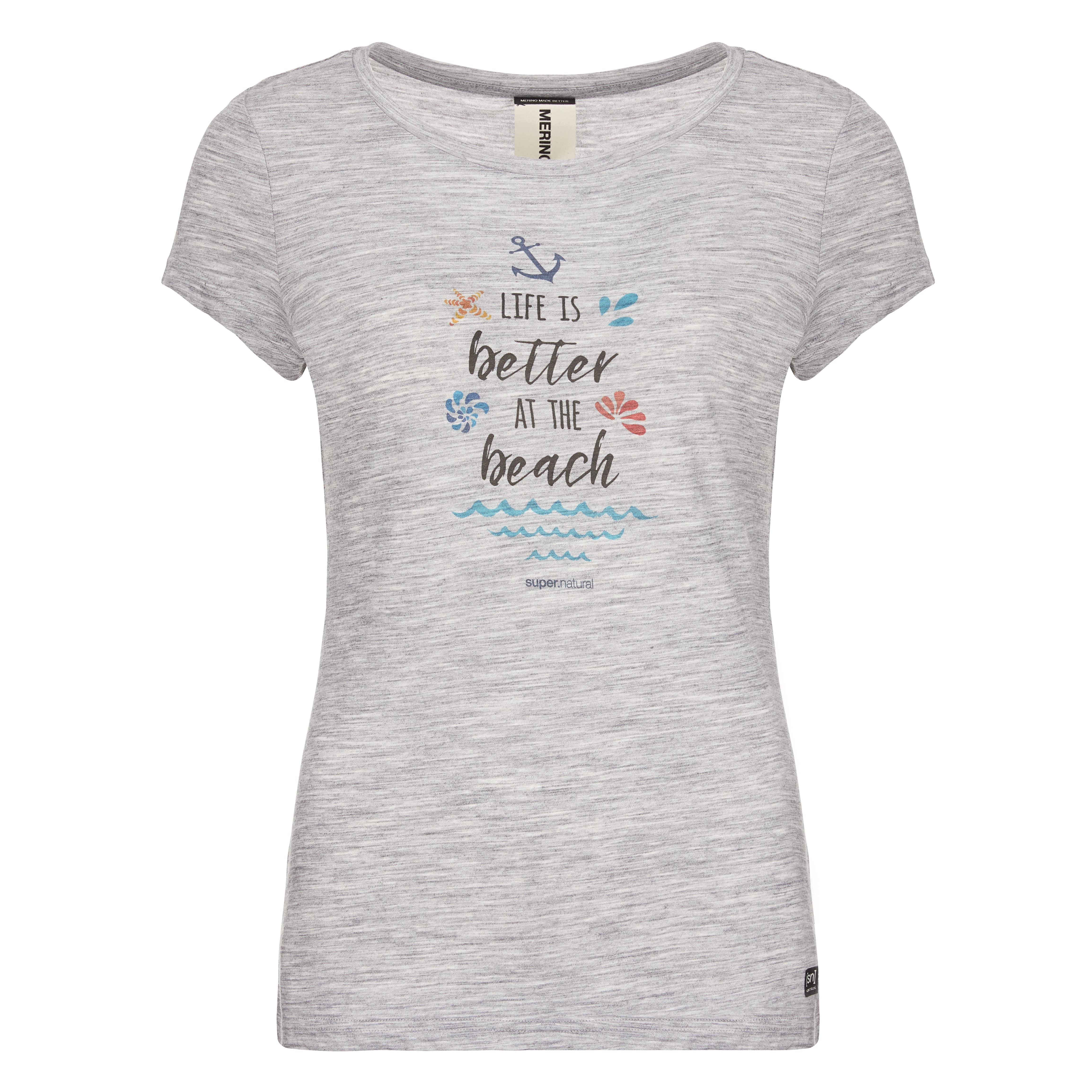 super.natural Women’s Digital Print Tee Ash Melange/Watercolor Print