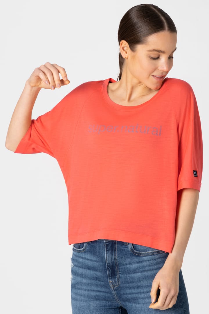 super.natural Women's Liquid Flow Tee Living Coral/Wasabi super.natural