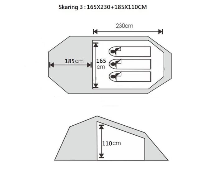 Sydvang Skaring 3P Ultralight Tunnel Tent Olivine Sydvang