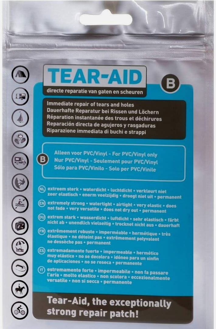 Tear-Aid Tear-Aid Repair Set Type B Fester Og Tetter Kun Vinyl Tear-Aid