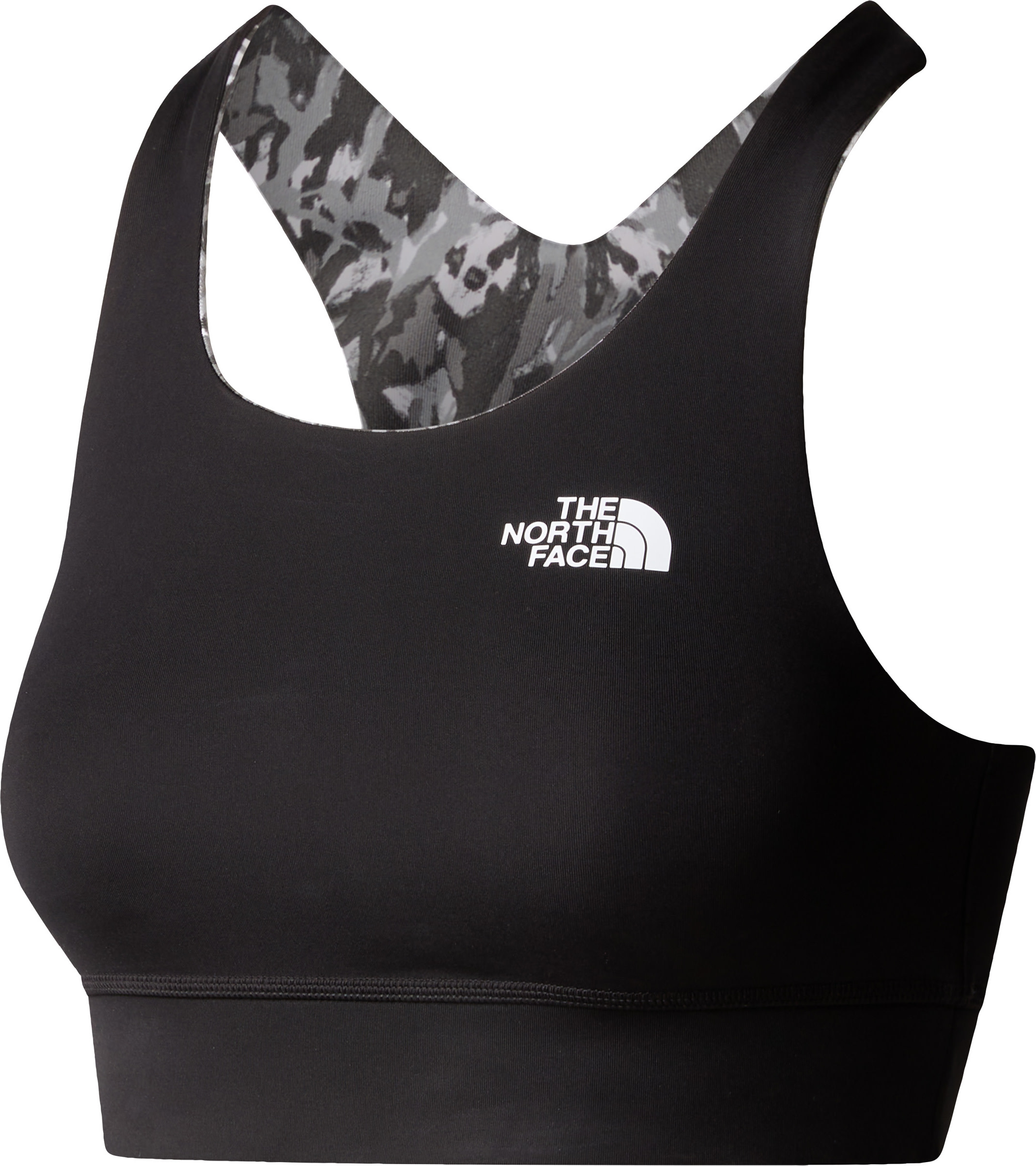 The North Face Women’s Flex Printed Bra Asphalt Grey Abstract Lightning Print