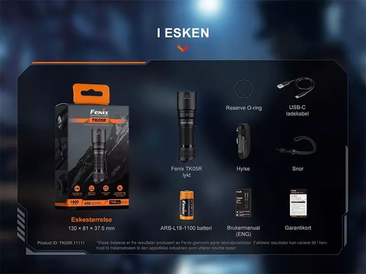 Fenix Fenix Tk05r Lykt Tac 1000lm 1100mah Oppladbar Taktisk Lommelykt Fenix