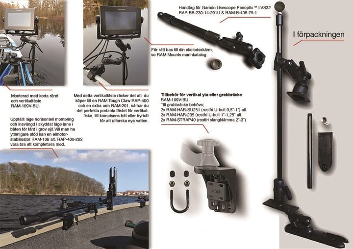 RAM Mounts Ram High End Vertical Transducer Mount Justerbart Vertikalt Giverfeste RAM Mounts