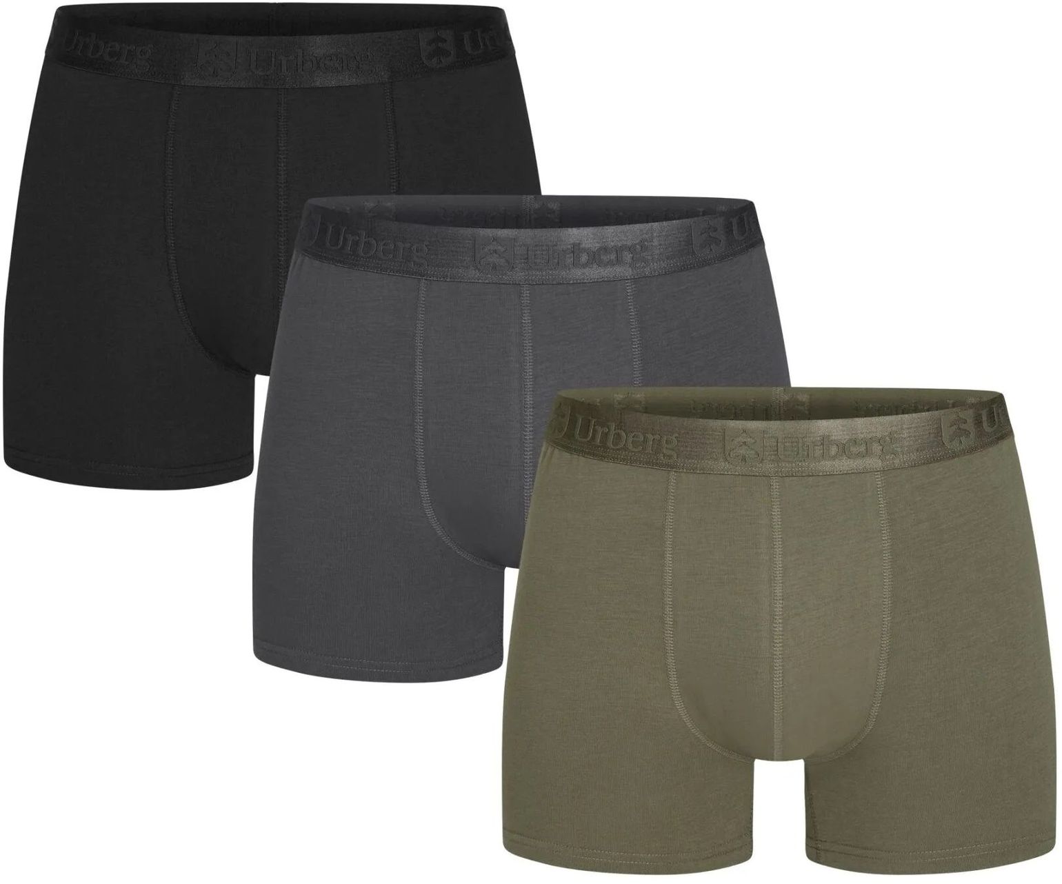 Urberg Men's Isane 3-pack Bamboo Boxers Grey/Black/Green