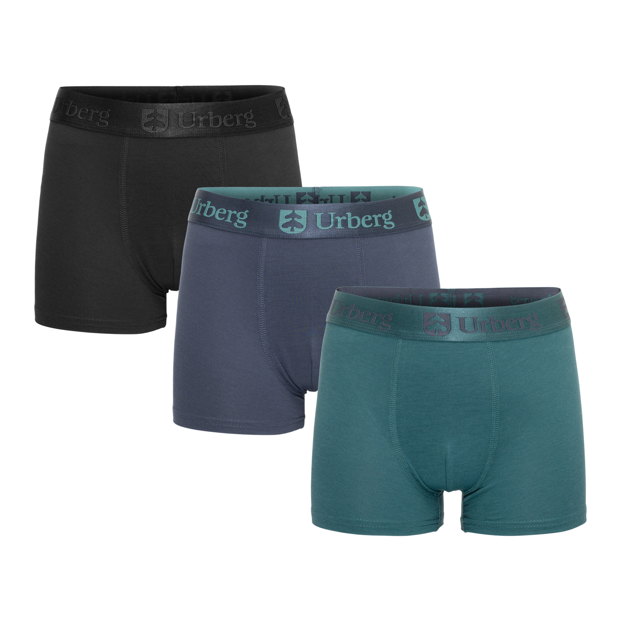 Urberg Juniors’ Bamboo Boxers 3-Pack Black/Blue/Green