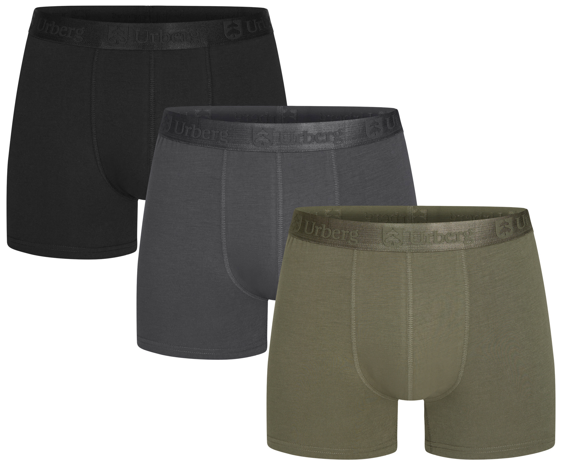 Urberg Men’s Isane 3-pack Bamboo Boxers Grey/Black/Green