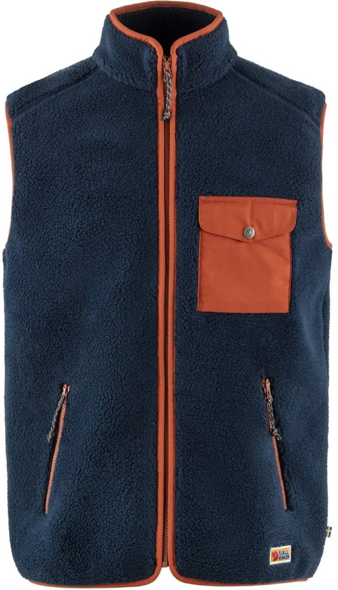 Fjällräven Men's Vardag Pile Fleece Vest Navy-Autumn Leaf